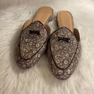 J. Crew brown floral mule with bow